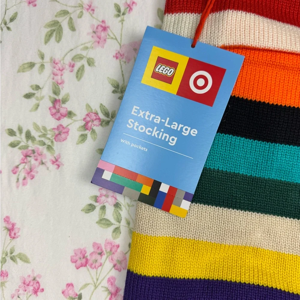 NWT XL LEGO Rainbow‎ Striped Christmas Stocking - Picture 5 of 9